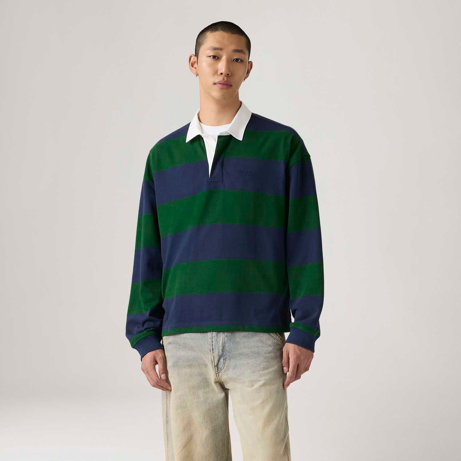 Polo Levi's® Hudson Boxy Rugby Azul Manga Longa
