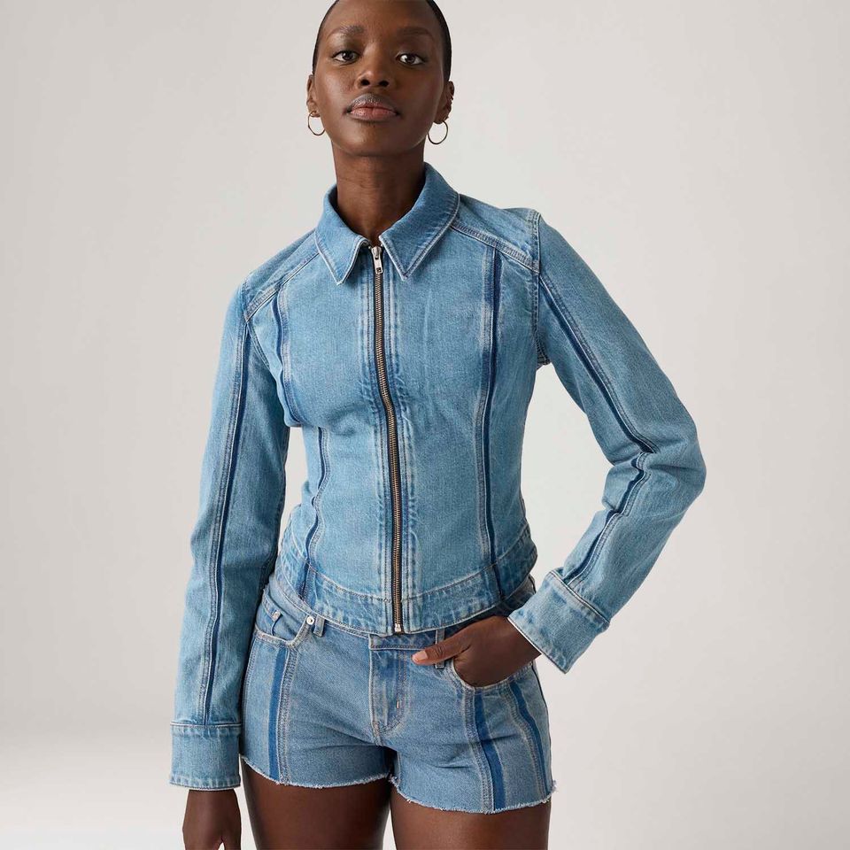 Jaqueta Jeans Levi's® Shadow Seamed Trucke Lavagem Média