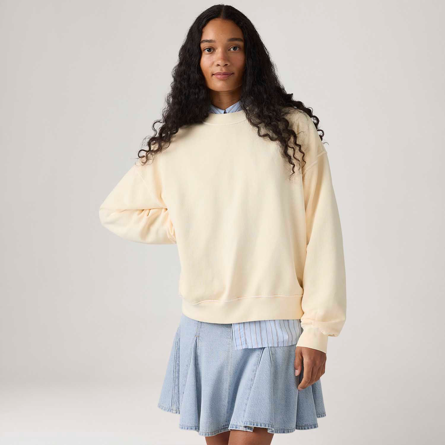 Moletom Levi's® Boxy Crewneck French Terry Amarelo Claro — Levi's