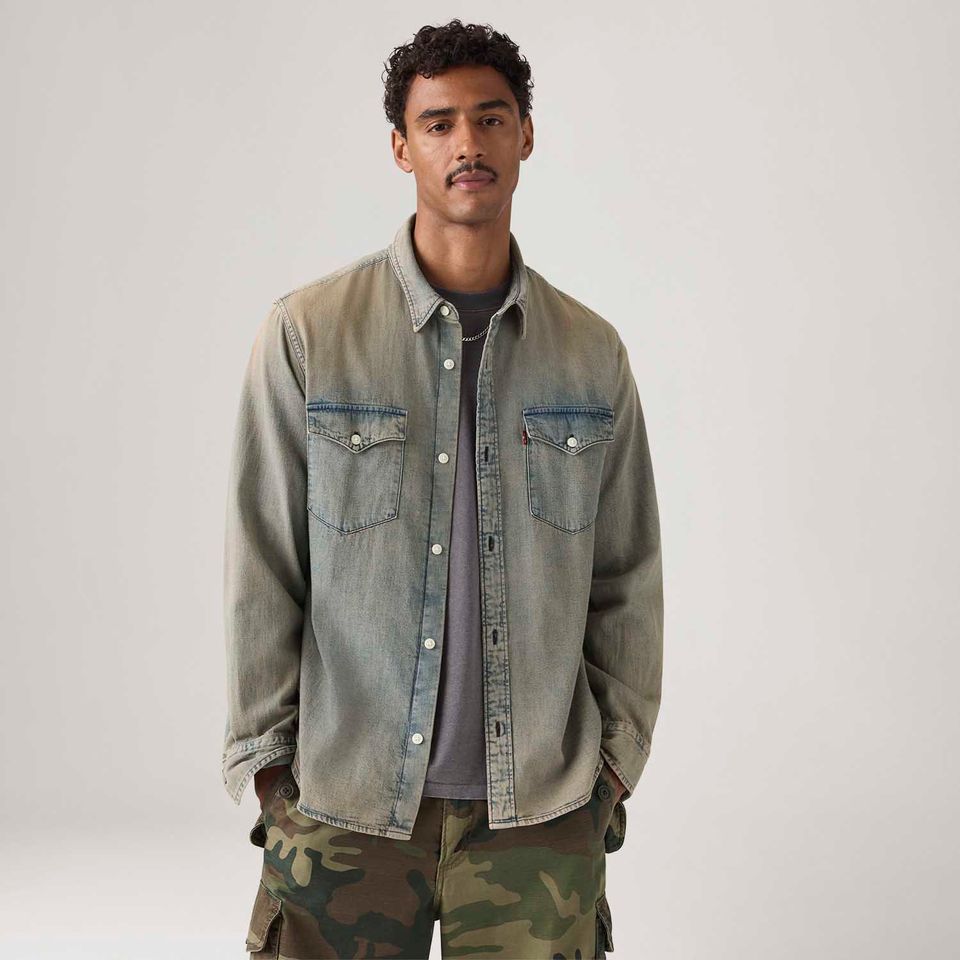 Camisa Jeans Levi's® Relaxed Western Lavagem Média