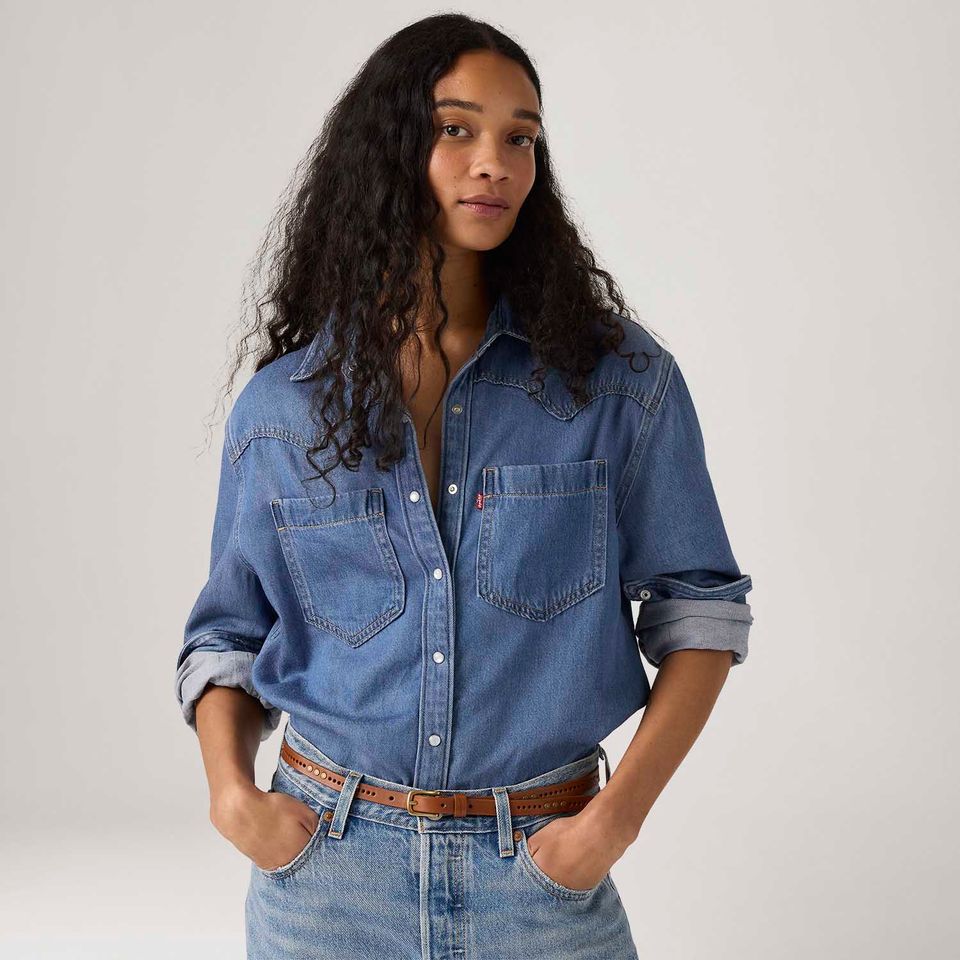Camisa Jeans Levi's® Teodora Western Lavagem Média