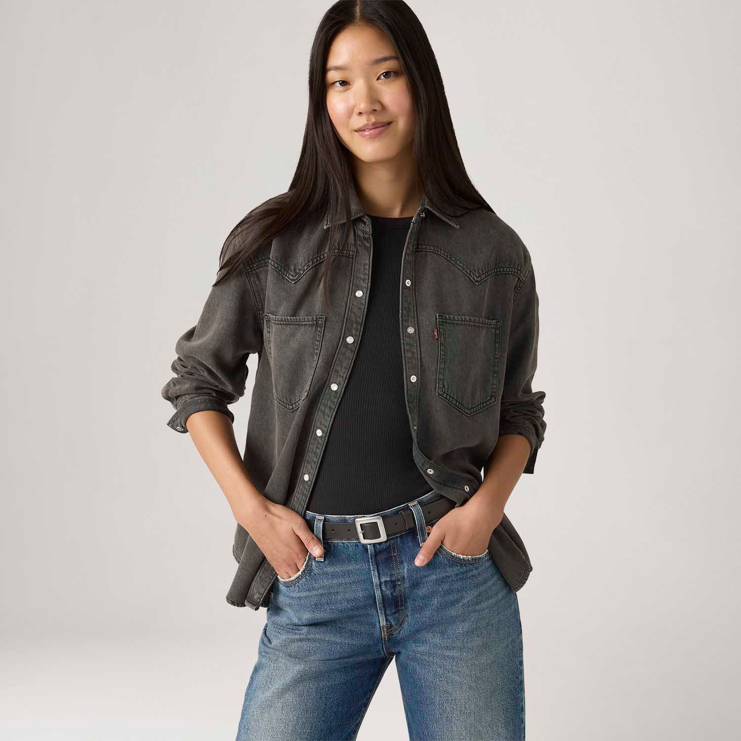 Camisa Jeans Levi's® Teodora Western Preta — Levi's
