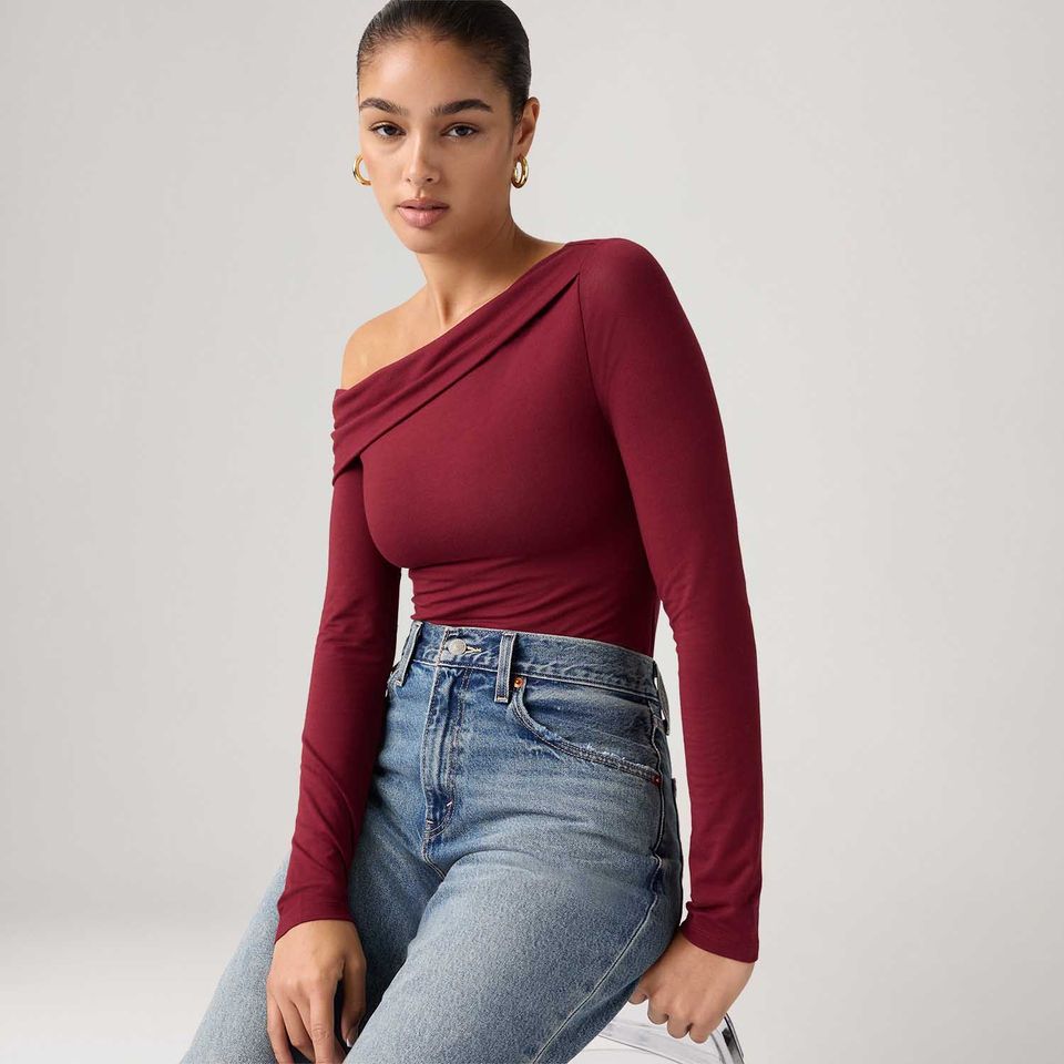 Blusa Levi's® Clara Ombro A Ombro Vinho Manga Longa