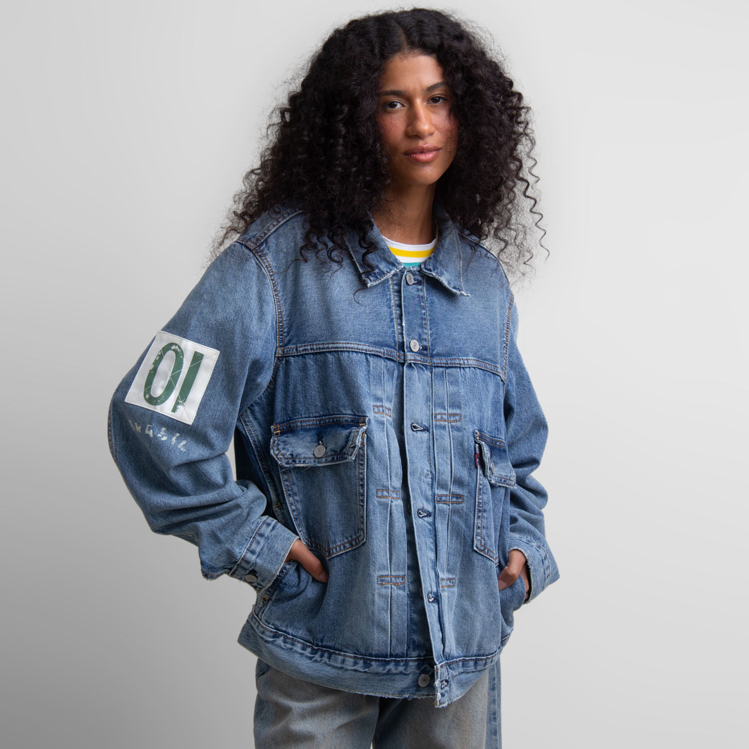 Jaqueta Jeans Trucker Levi's® x Piet Lavagem Clara