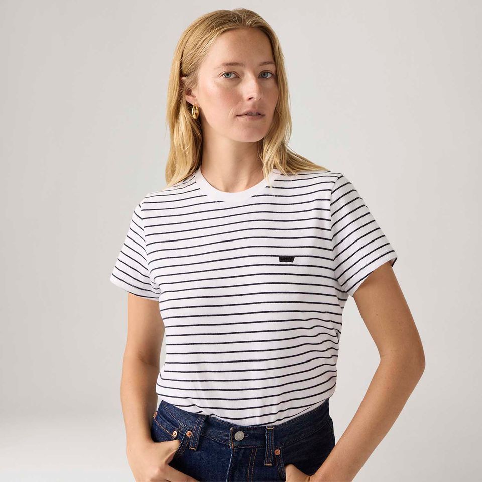 Camiseta Levi's® Favorite Cotton Hm Listrada Branca Manga Curta