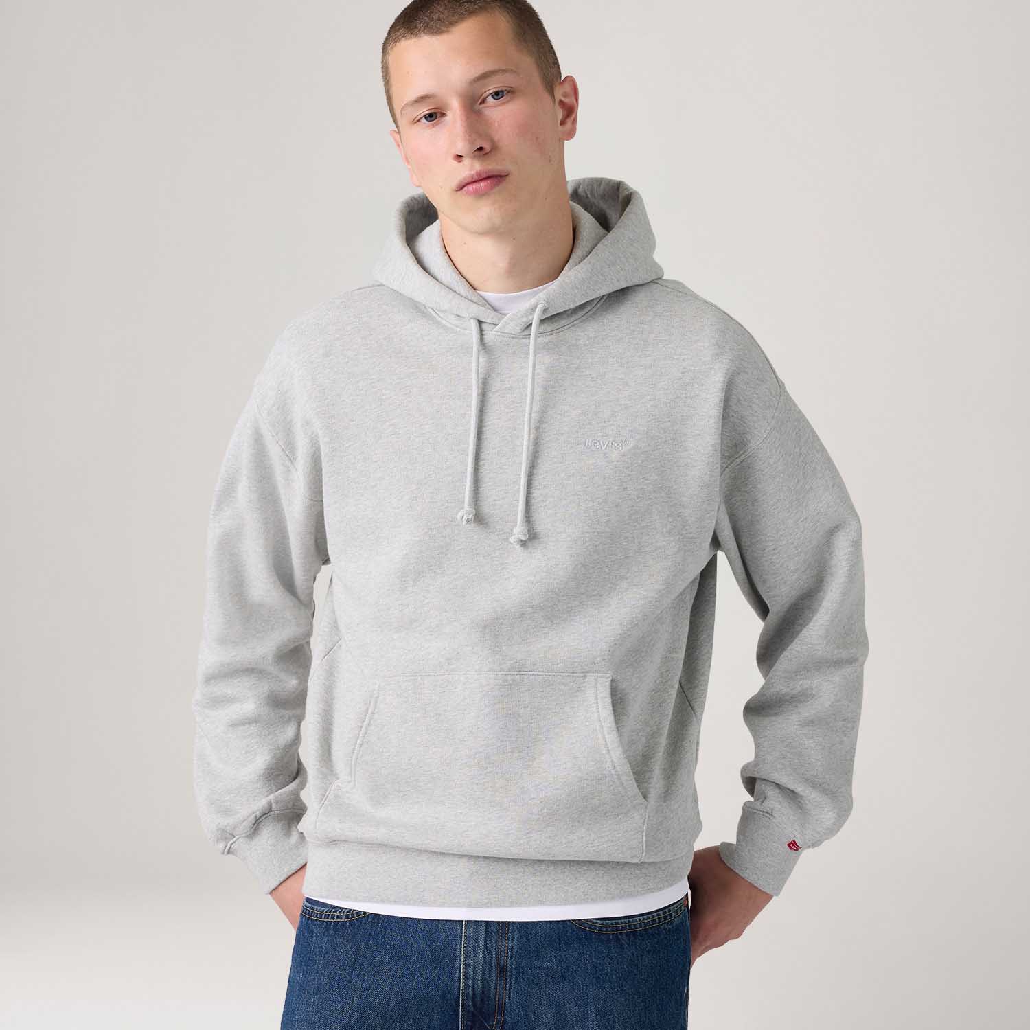 Moletom Levi's® Authenic Hoodie com Capuz Cinza Claro — Levi's