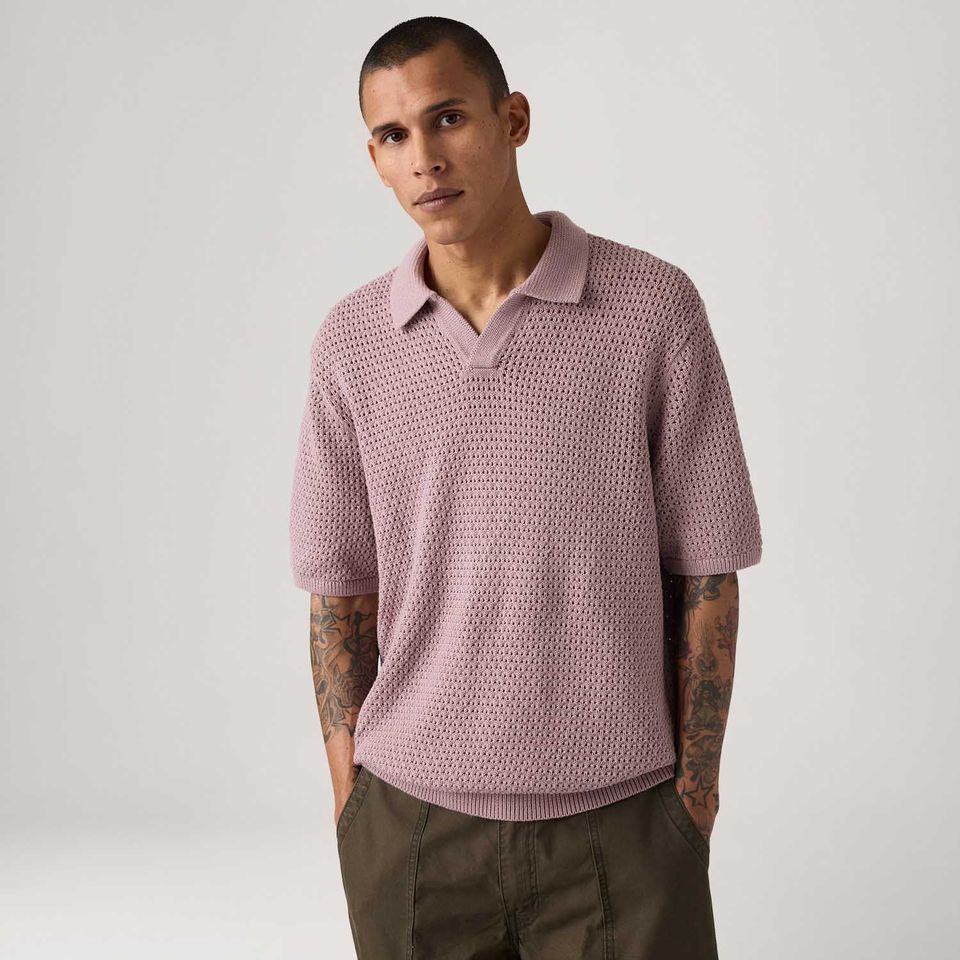 Polo Levi's® Dollon Open Collar Tricot Lilás Manga Curta