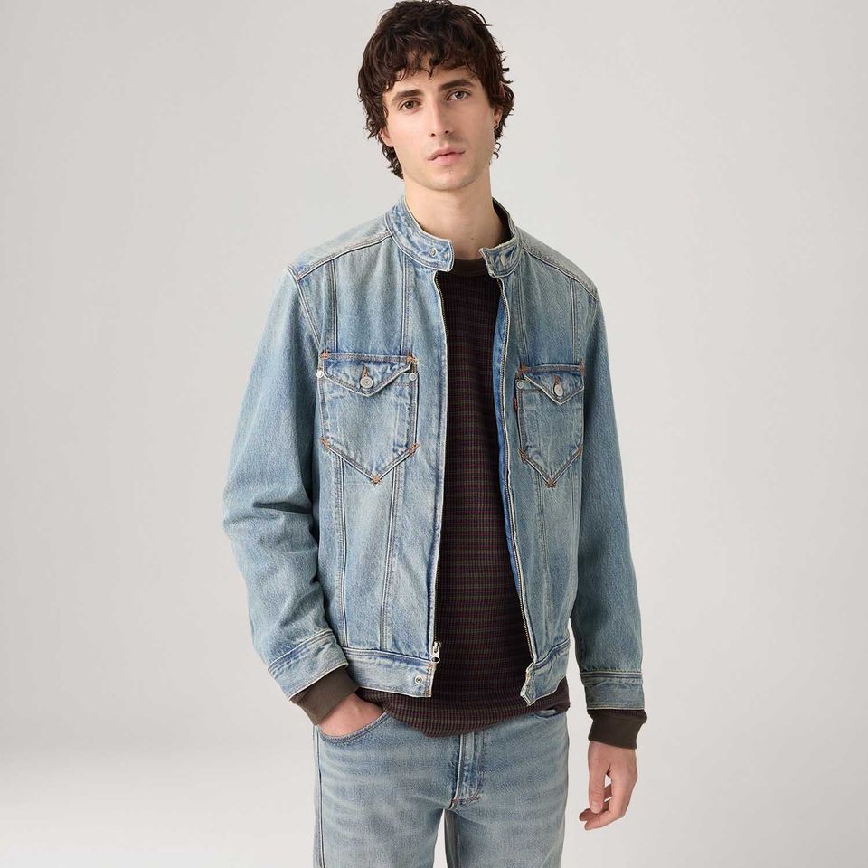 Jaqueta Jeans Levi's® Twisted Moto Lavagem Clara