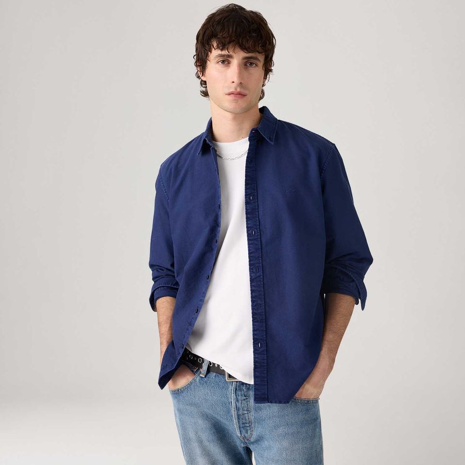 Camisa Levi's® Authentic Button Down Azul Marinho Manga Longa
