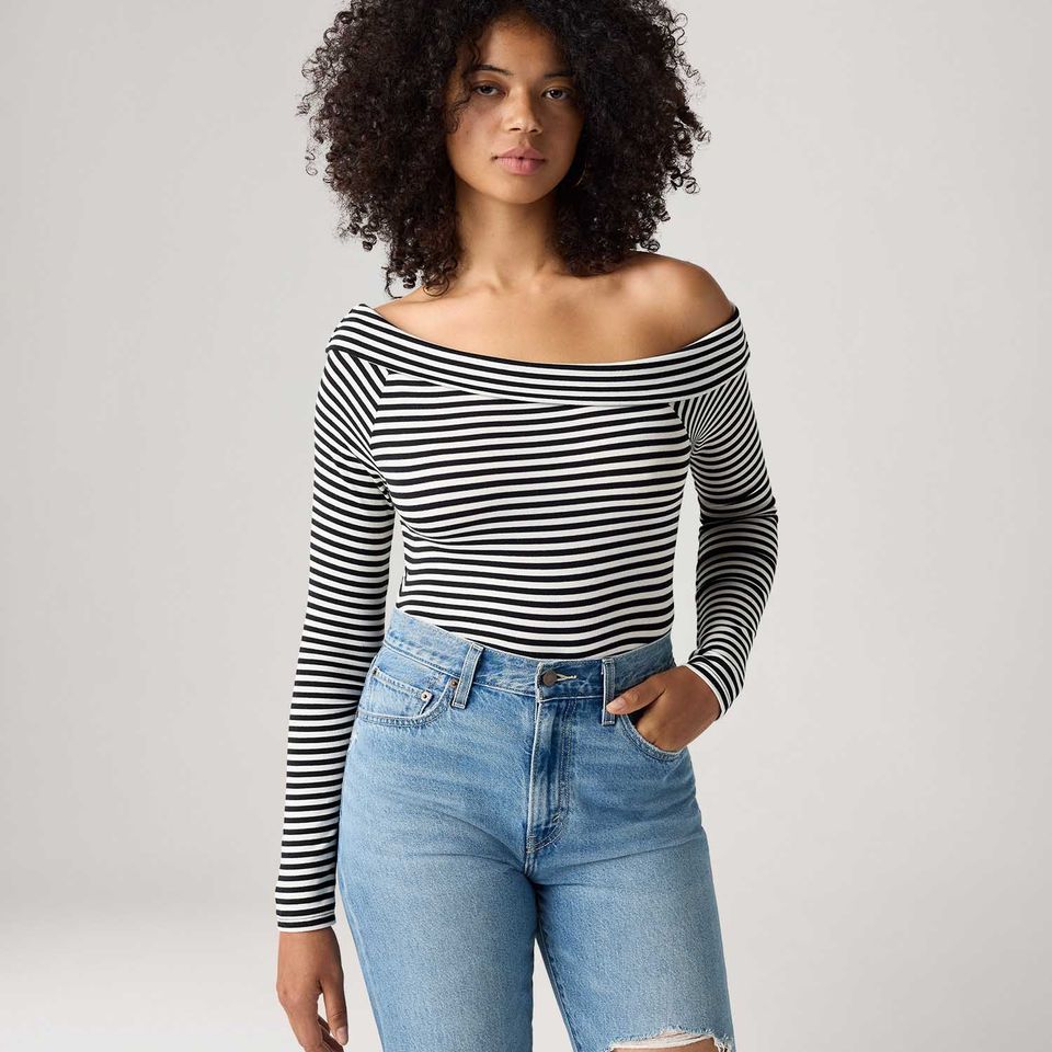 Blusa Levi's® Clara Rib Off Manga Longa Preta